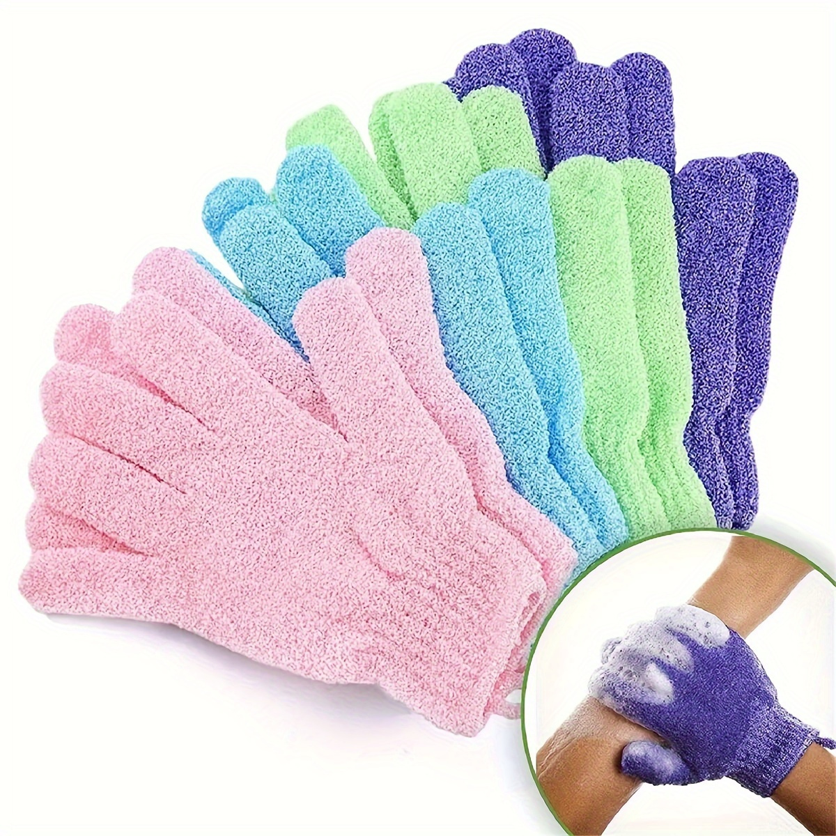 

10pcs Exfoliating Gloves, Bath Gloves For Shower, Double Sided Exfoliating Gloves, For Spa, Massage And Body Scrubs, Body Scrubber Bathing Accessories - Bathroom Accessories
