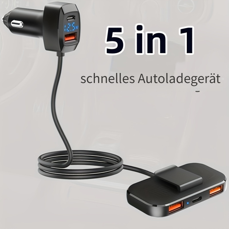 Neueste Version 1pc 5 In 1 Schnellladegerät Für Autos 70W 3 USB 2