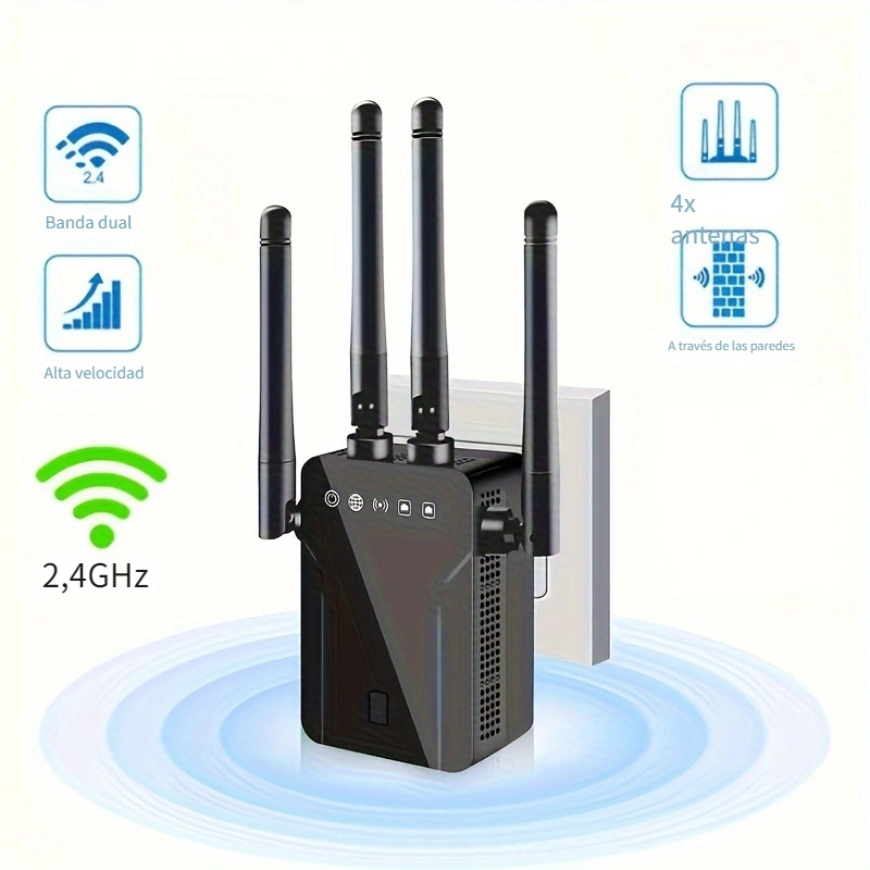 Extensor WiFi, extensor WiFi de 1200 Mbps, amplificador de señal de largo  alcance al aire libre, repetidor inalámbrico de doble banda WiFi con  puertos