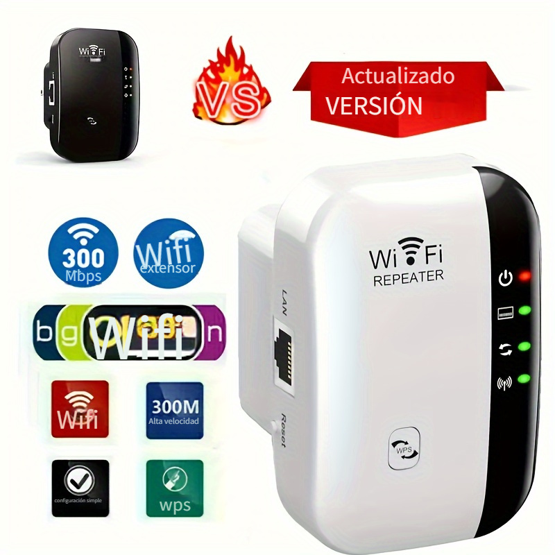 Repetidor WiFi inalámbrico, enrutador extensor de señal WiFi, amplificador  de largo alcance, punto de acceso, USB