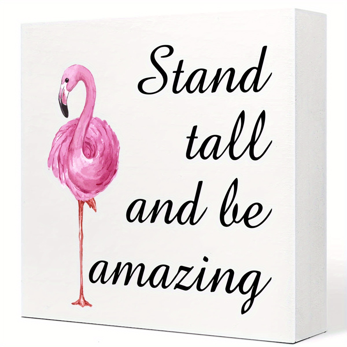 

1pc Pink Flamingo Canvas Prints Wall Art Decor Desk Sign Stand Tall And Be Amazing Flamingo Quote Poster Painting Framed Artwork Rustic Home Shelf Wall Decoration