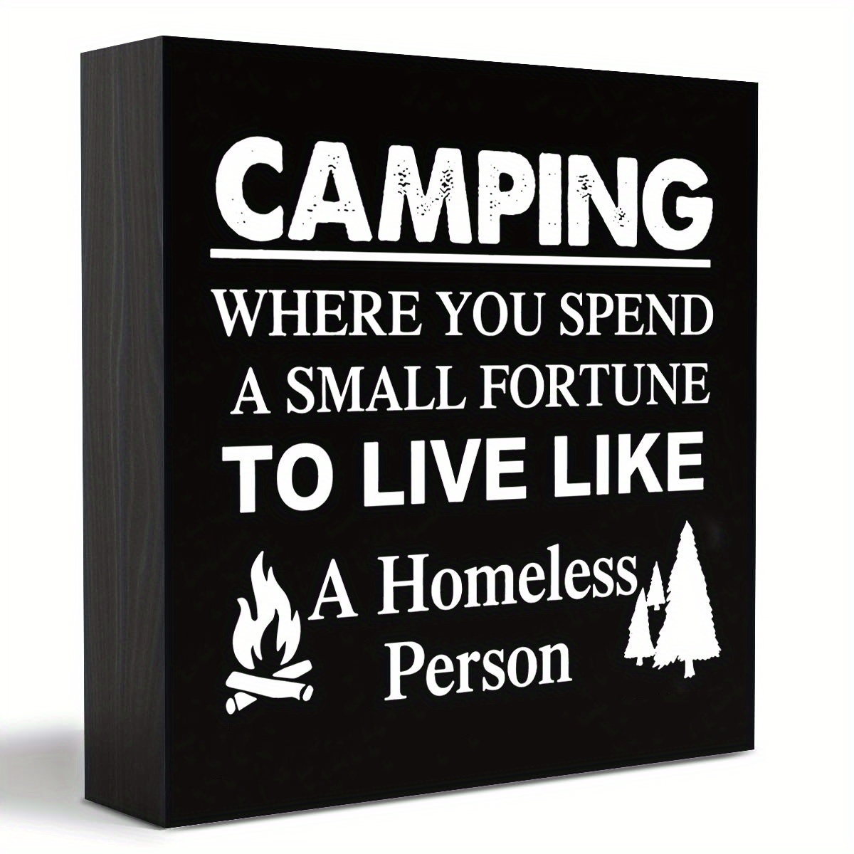 

1pc Camping Where You Spend A Small Fortune Camping Wooden Box Sign Desk Decor 5 X 5 Inch Travel Trailer Camper Box Sign Wood Block Sign Rustic Decor