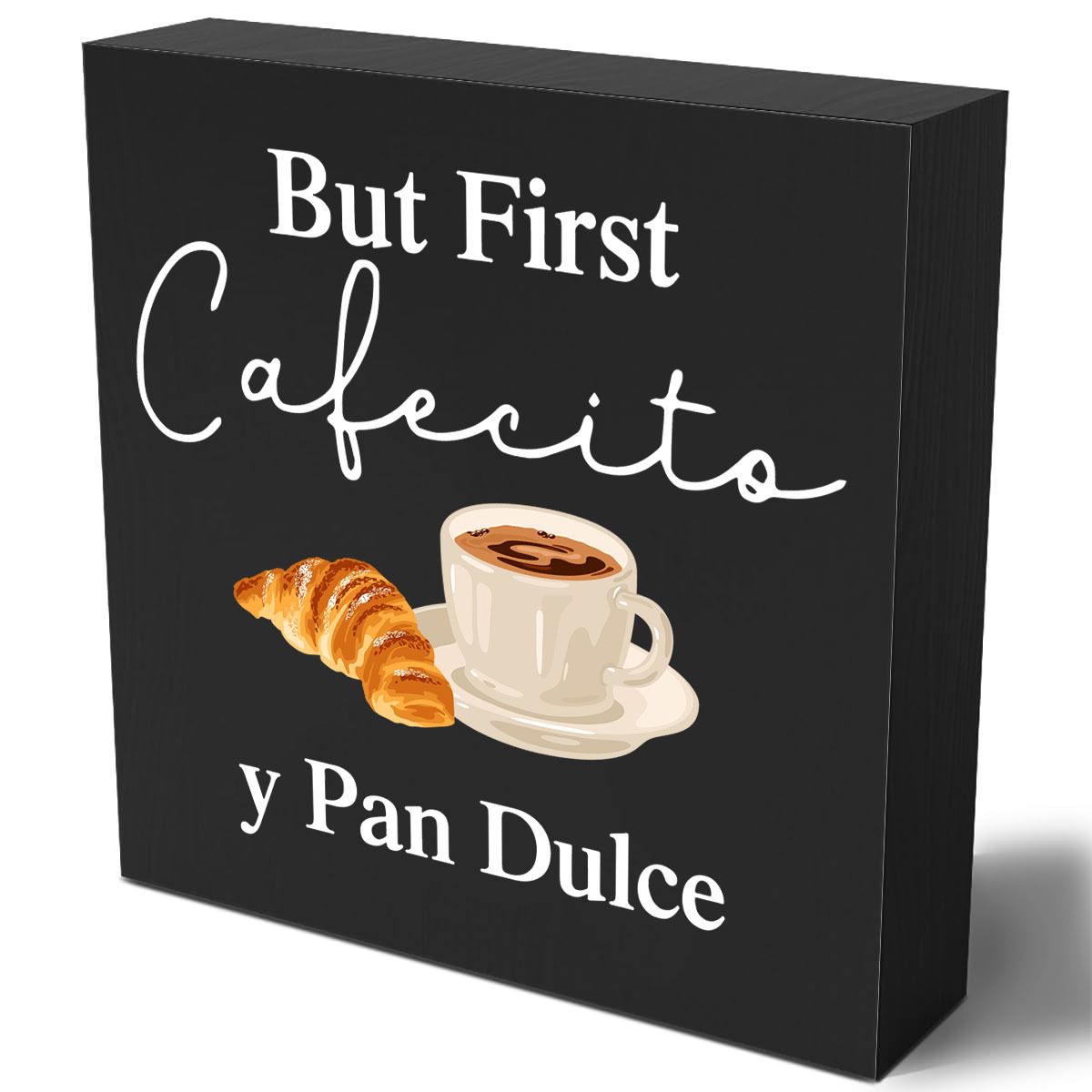 

1pc, Rustic Coffee Bar Wall Art Decor - Country But First Cafecito Y Pan Dulce Canvas Print With Frame - Perfect For Home Kitchen, Office, Or Cafe - Unique Desk Sign And Tabletop Decoration