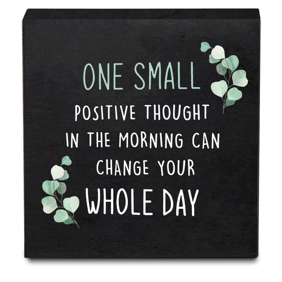 

1pc, Inspirational Wooden Plaque Sign, 1 Small Positive Thought, Farmhouse Retro White Box Wall Sign Decorations, Office Desk Bathroom Shelf Art Decor For Home