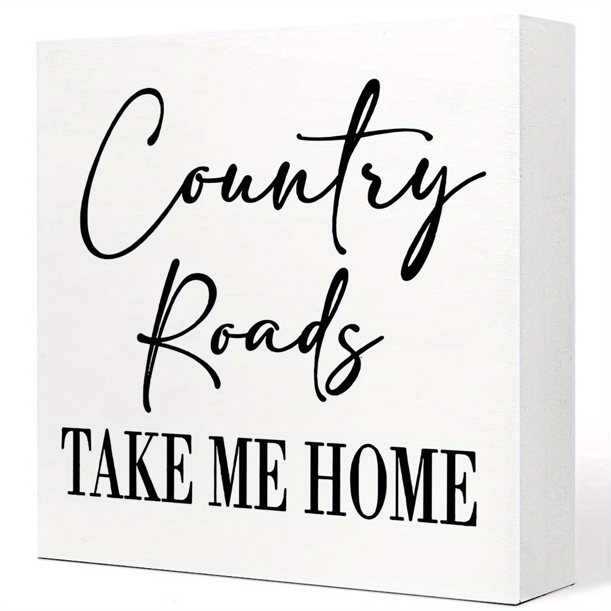

1pc Country Home Farmhouse Sign, Desk Decor Wooden Box Sign Housewarming Gift Rustic Wood Block Plaque Box Sign For Living Room Kitchen Bathroom Shelf Table Decoration Country Roads Take Me Home Sign