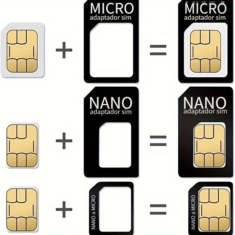 Kit de adaptadores de tarjeta SIM de R-SIM (9 adaptadores totales: Nano a  Micro, Nano a Regular, Micro a Regular) con extractor SIM/eyector de pines