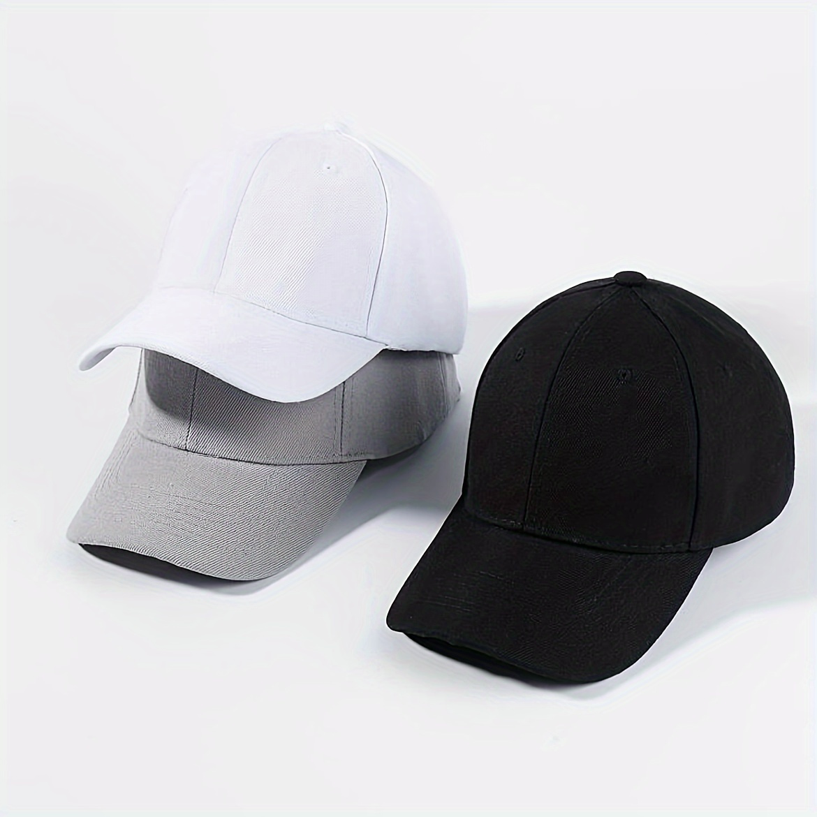 

2/3pcs Unisex Baseball Cap Solid Color Casual Dad Hats Lightweight Adjustable Sports Hat For Women Men