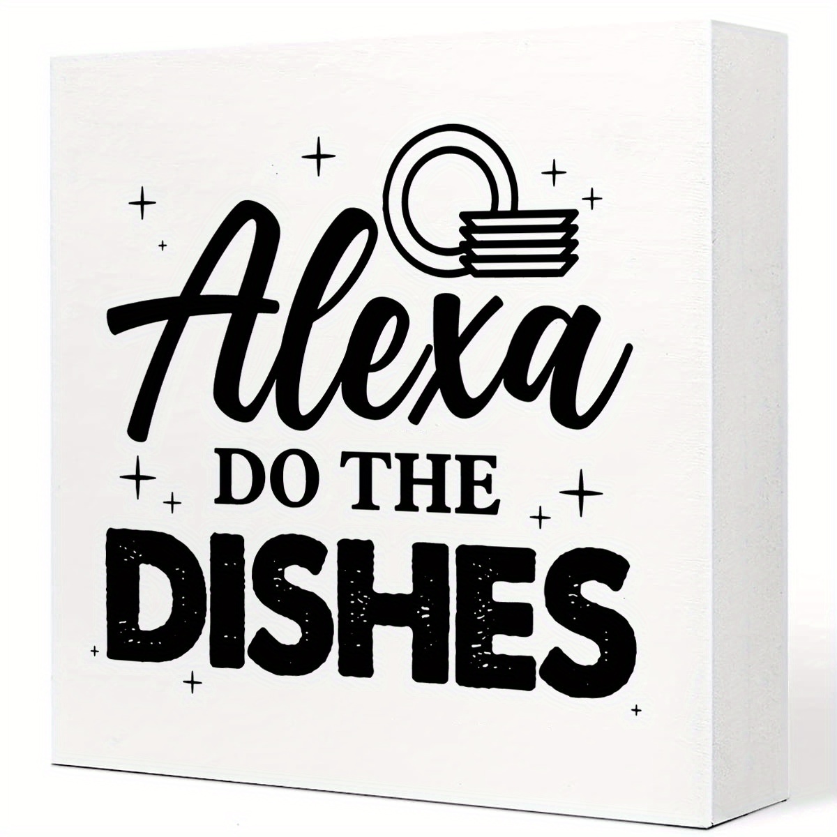 

1pc, Rustic Alexa Do The Dishes Kitchen Sign Decor, Funny Kitchen Wood Block Signs, Farmhouse Kitchen Wooden Box Sin Decor For Home Kitchen Shelf Counter Desk Table Decor