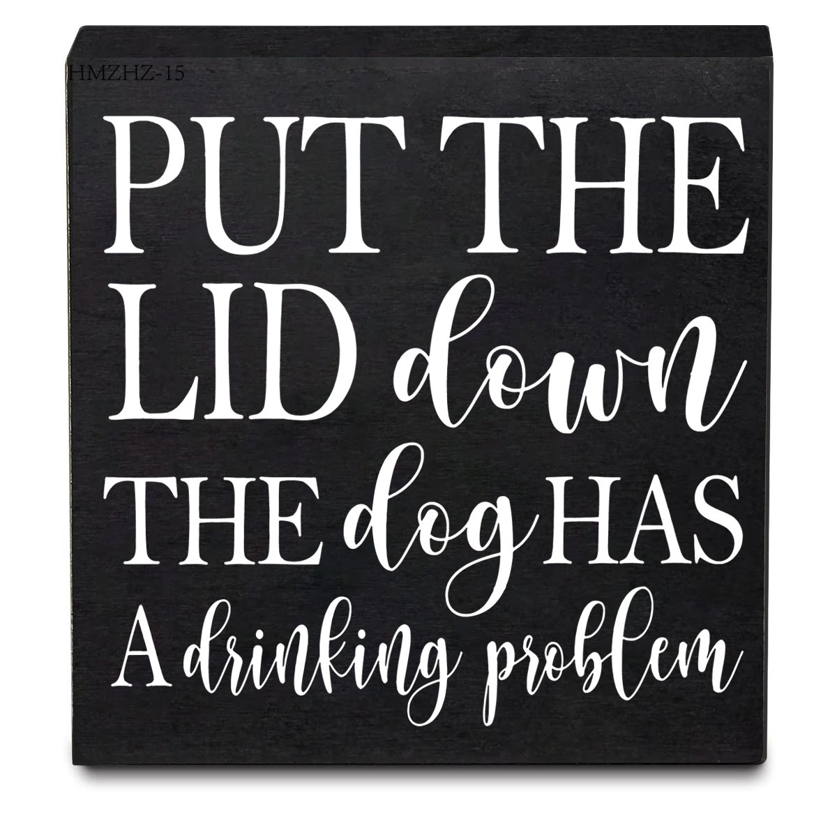 

1pc, Rustic Wooden Box Sign - ""put The Lid Down"" - Funny Bathroom Decor For Dog Lovers - Farmhouse Style Desk Or Shelf Decoration