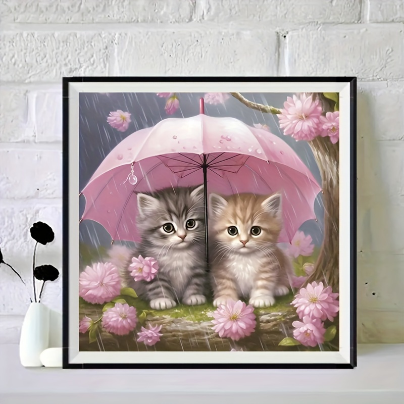 

1pc 20*20cm/7.87x7.87in Cat Creative Pattern Diy Diamond Art Painting Kit, Full Diamond Round Diamond, Mosaic Art Craft, Suitable For Beginners, Home Wall Decoration, Gift, Without Frame