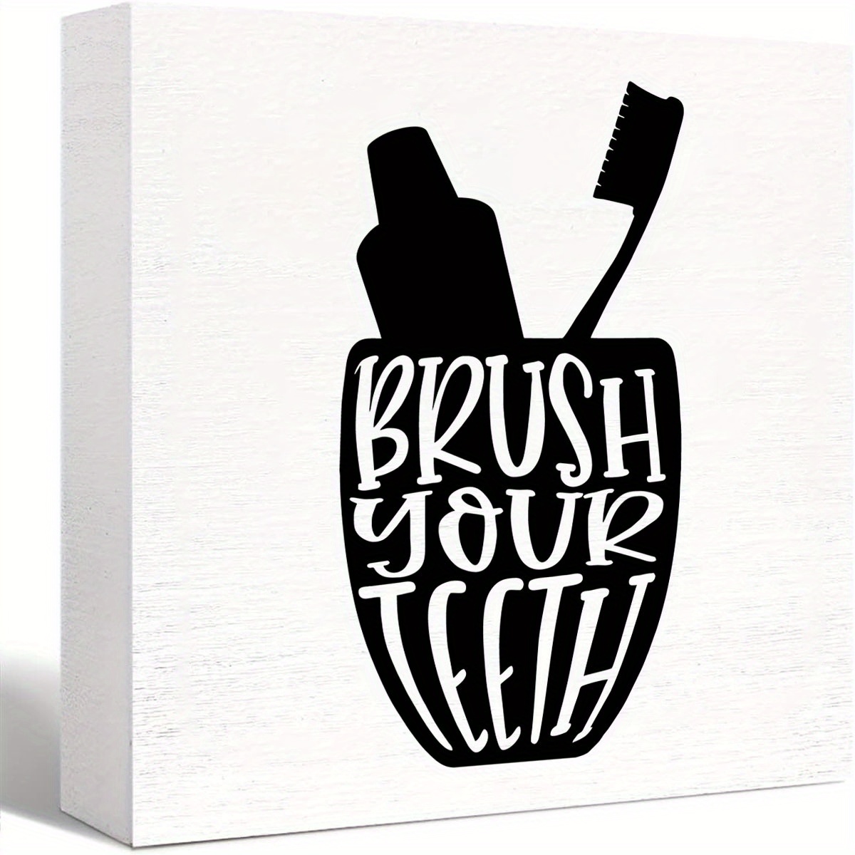 Brush Teeth Sign Humor Funny Rustic White/black Bathroom - Temu United ...