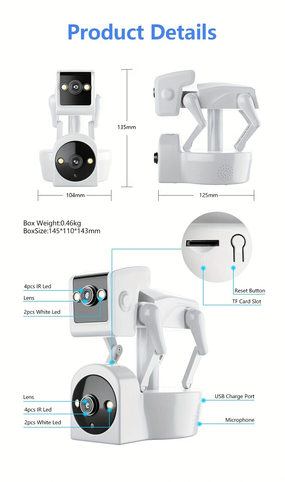 Robot Dog 3mp Hd Quality Upgrade Dual Camera (360° Rotation) details 8