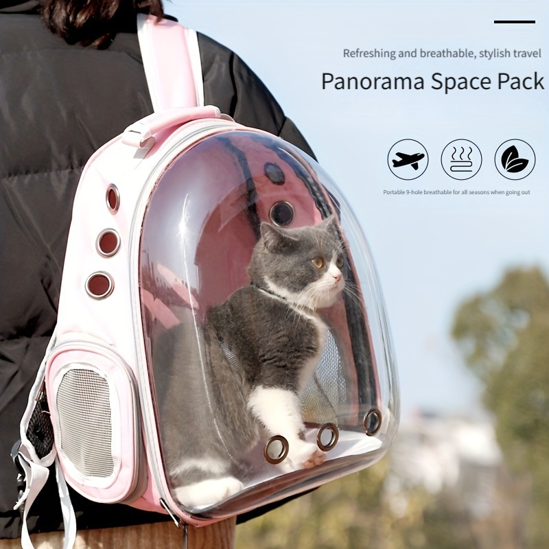 

1pc Transparent Pet Carrier Backpack For Cats With Panoramic View, Convenient And Portable Space Capsule Pet Bag