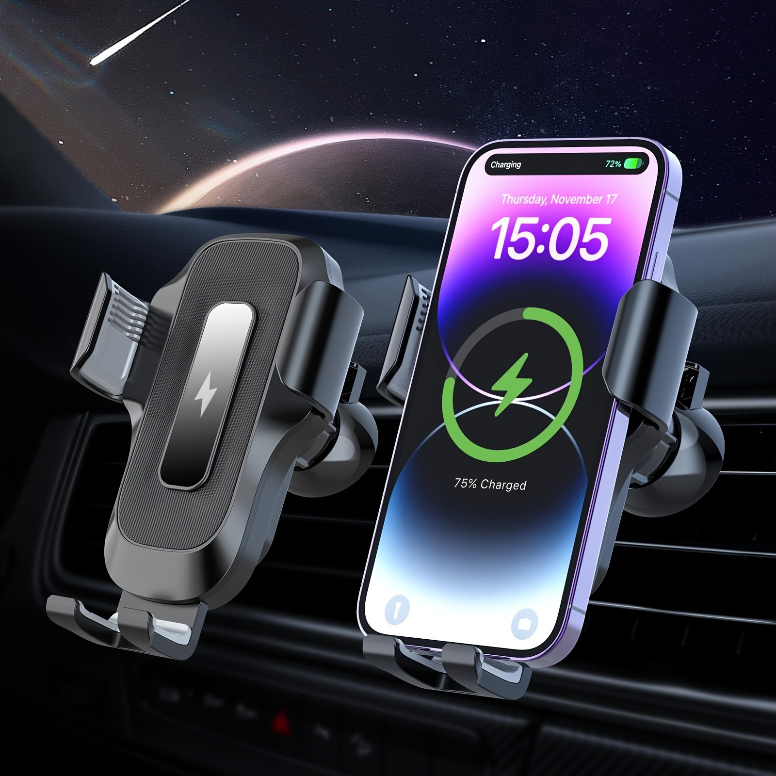 

Wireless Car Charger, 15w Fast Charging Auto Clamping Car Charger Cell Phone Holder Mount Vent For Iphone 15 14 Max 11 Xr Xs X, For For S23 Ultra S22 S21+ Note 20, Etc