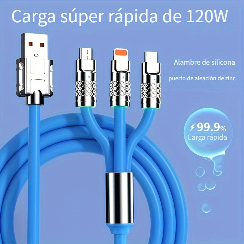 2 En 1 Cable Carga Rápida 66w Cable Datos Multifunción Usb - Temu Mexico