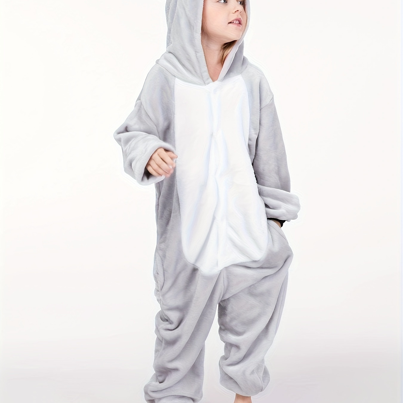 

Kid's Koala Jumpsuit, Zip Up Hooded Romper, Flannel Cute Clothing For Boys & Girls