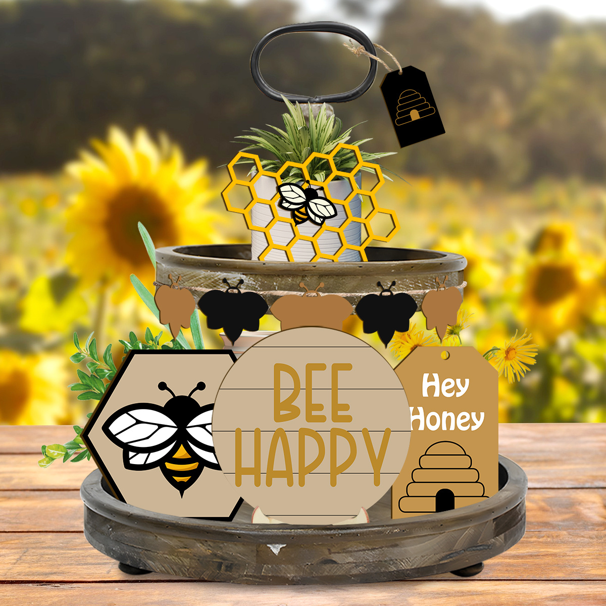 Decoración de abejas, decoración de bandeja escalonada de abejas,  decoración del hogar de abejas, colmenas de decoración de verano y  primavera -  México