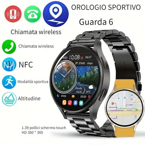 ONEGRA GPS Tracciamento Zucchero nel Sangue Orologio Smart, GT4 Pro Uomo  360*360 Schermo HD Chiamata IP68 Impermeabile NFC, Frequenza Cardiaca,  Pressione Sanguigna e Monitoraggio del Sonno Orologio Smart per Huawei  Xiaomi IOS