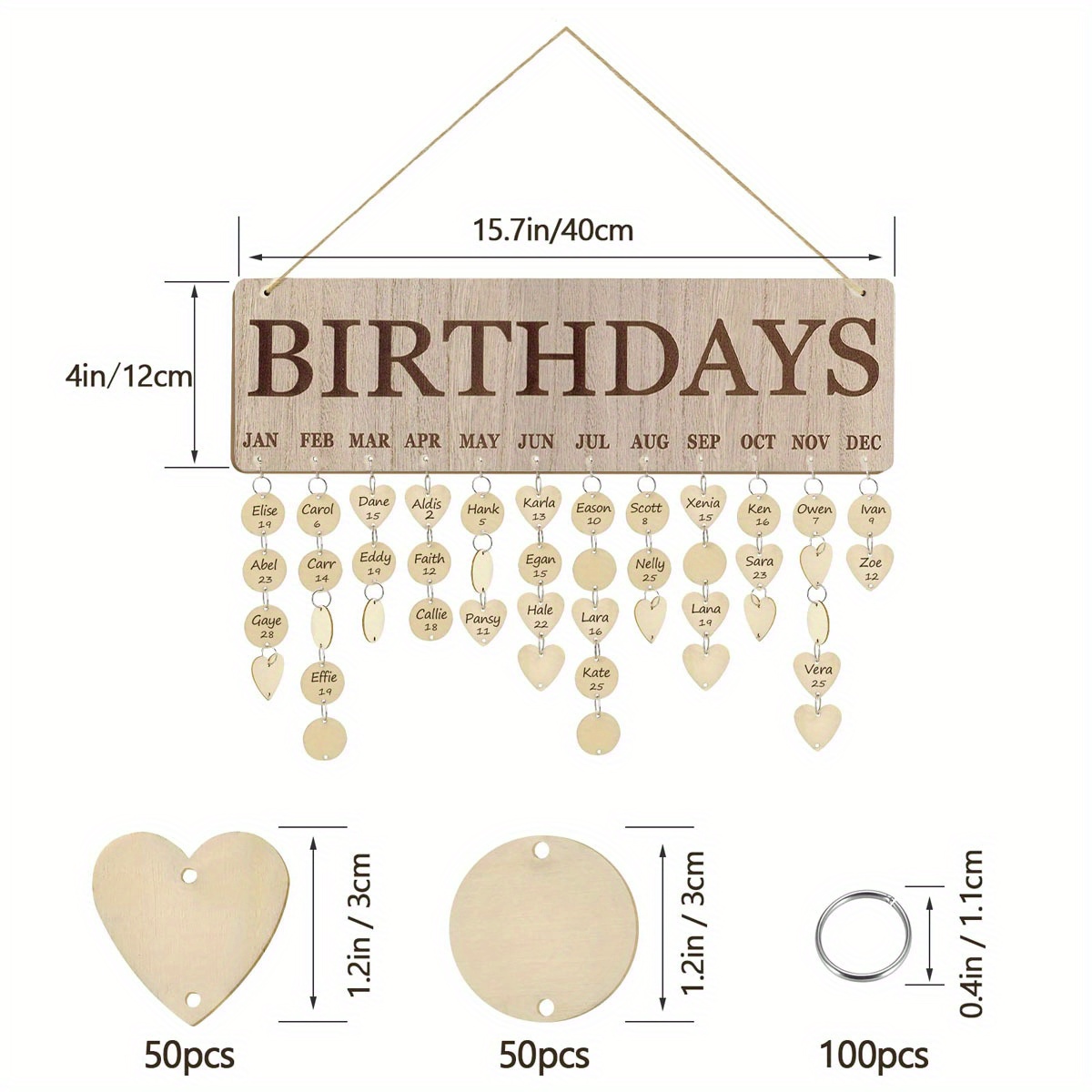 wooden birthday calendar reminders wall hanging family - Temu Australia