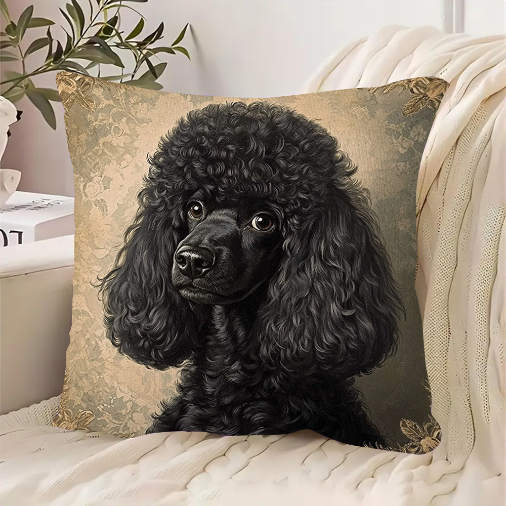 TEMU 1 pz, decorativa in peluche corto bifacciale, Idea barboncino per proprietario, per cuscino d'arredo vintage alla francese, , 18 pollici*18