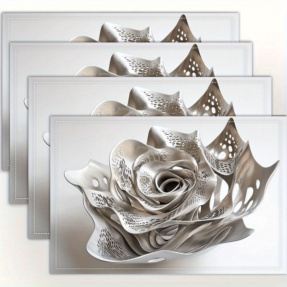 

4pcs Elegant Table Mats, Rectangular Linen Placemats For Kitchen, Party, Wedding - Hand Washable, , Fade-resistant, Easy To Clean Dining Decor Xy311