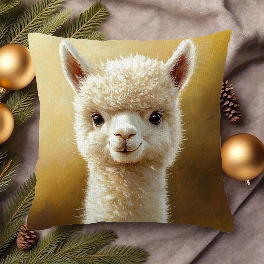 

1pc, 18x18 Inch Super Soft Short Plush Throw Pillow, Cute Alpaca Oil Painting Art, Double Sided Printing, Home Decor, Room Decor No Pillow , Ttys111363