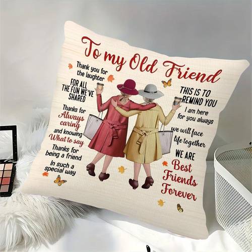 1pc best friend gift throw pillow cover double sided printed 18x18 inch polyester cushion cover with friendship quotes design zipper closure machine washable for bedroom sofa living room car decor
