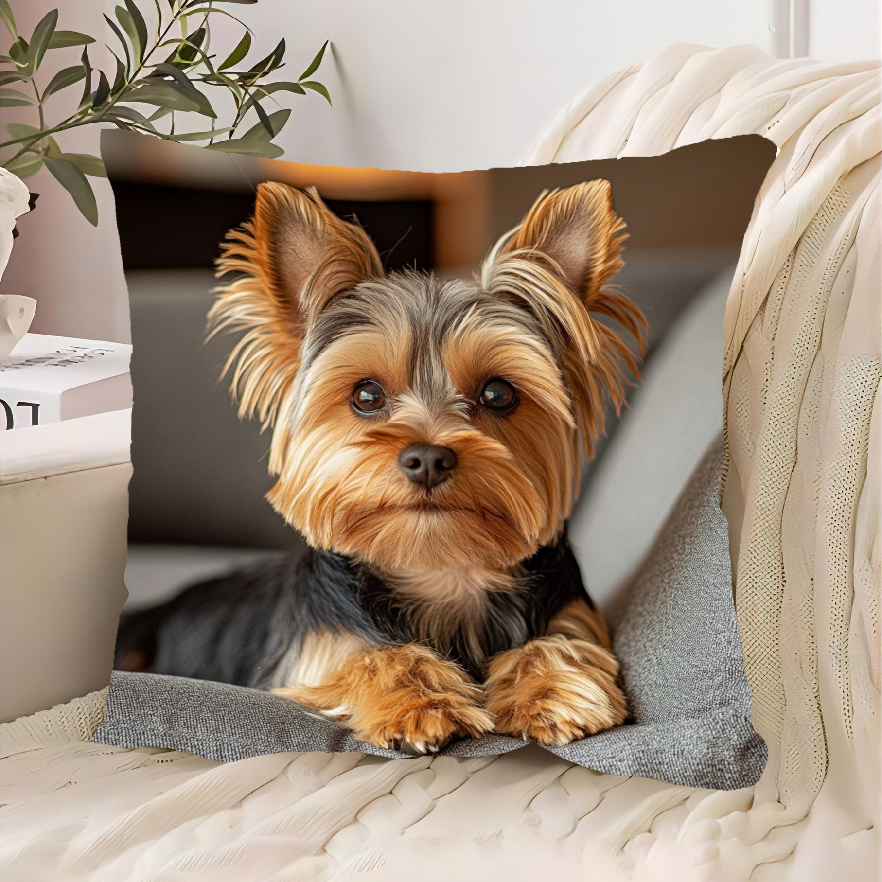 

Housse de coussin en courte chien Yorkie 18x18 pouces - Lavable en , fermeture à glissière, tissu en tissé, , le et la décoration de voiture - d'un (housse uniquement) - Hypdi6381