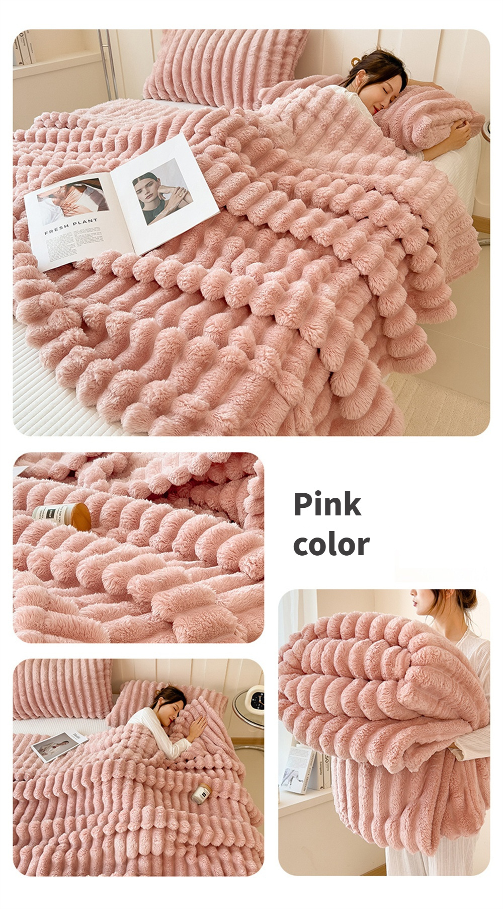 luxurious soft plush blanket super soft   rabbit blanket soft warm and comfortable for sofa bed office and travel versatile   gift christmas gift details 2