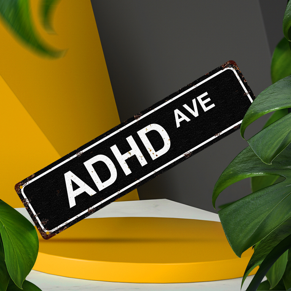 TEMU Single Adhd Aluminum Sign - 10.16x40.64cm Decorative Wall Plaque For Home, Bar, Cafe, Or For Man Cave - Versatile And Funny Wall Art