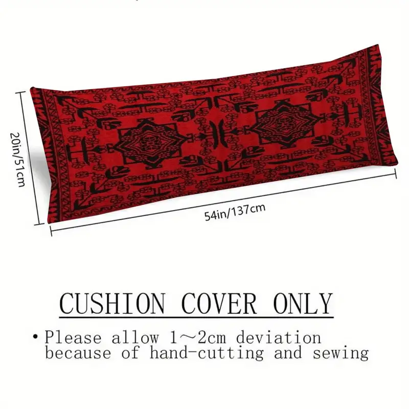 double sided printed pillowcase size 50 8x137 16cm made of short plush with red long featuring afghan silk pattern suitable for sofa bedroom or outdoor cushion no pillow insert needed dijiulu2623 Product details 1