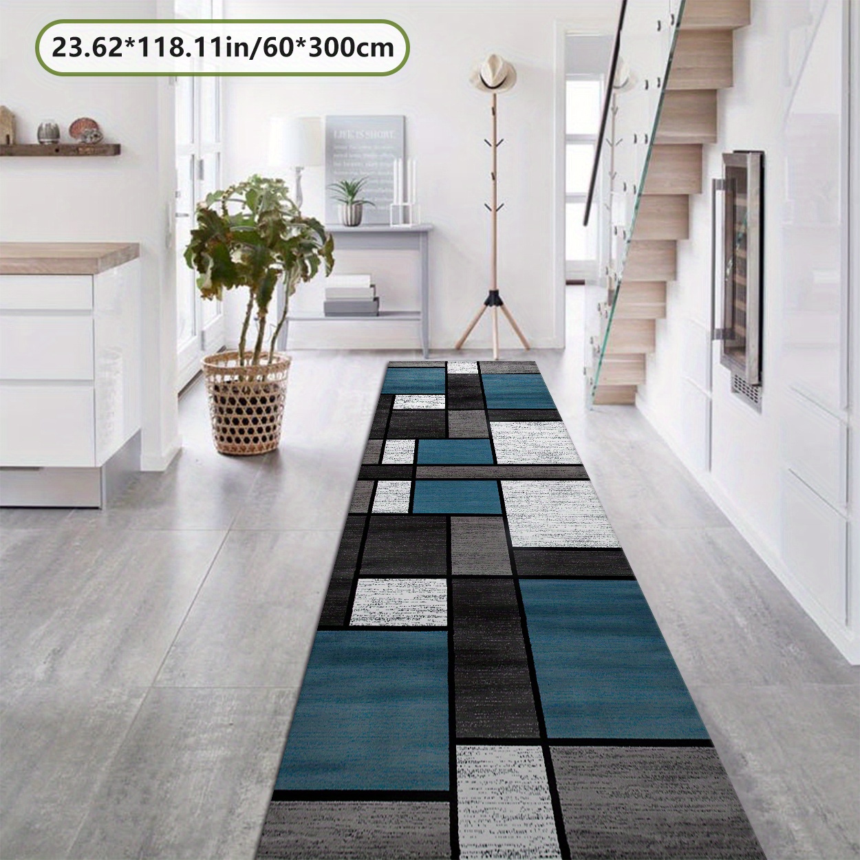 TEMU [golden Diamond Velvet And 800g Per With Pointed Plastic Base] New Product Launch, Long Strip Carpet Nordic Art Easy Rectangular Pattern Home