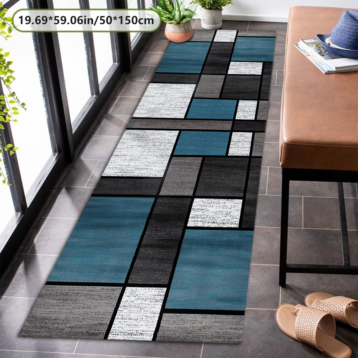 TEMU [golden Diamond Velvet And 800g Per With Pointed Plastic Base] New Product Launch, Long Strip Carpet Nordic Art Easy Rectangular Pattern Home
