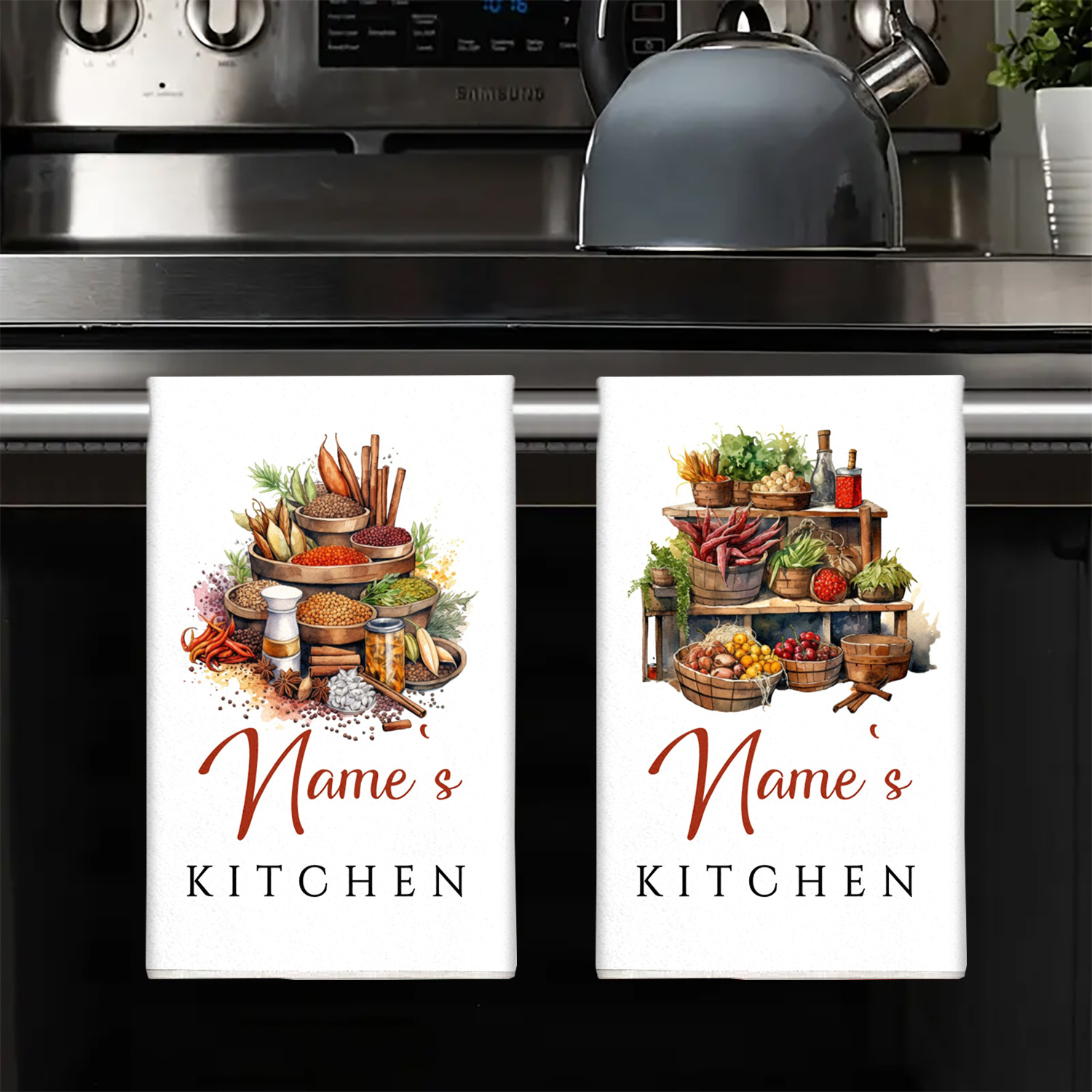 TEMU 2pcs 2pcs Custom Name/text - , Absorbent Dish Cloths Suitable For Cooking, Baking, Housewarming Gifts, Christmas Decorations, Kitchen & Bathroom