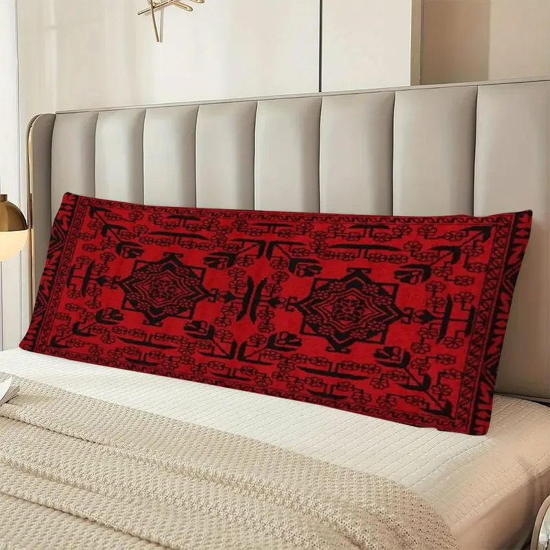 double sided printed pillowcase size 50 8x137 16cm made of short plush with red long featuring afghan silk pattern suitable for sofa bedroom or outdoor cushion no pillow insert needed dijiulu2623 Product details 6