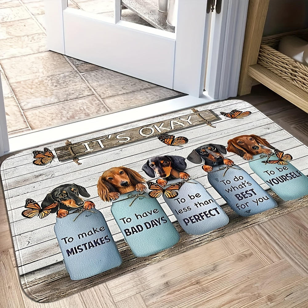 

Cartoon Dachshund Pattern, Wood Grain Design, Spring And Summer, Ramadan, 's Day, Outdoor Camping - A Perfect Entry Doormat, A Great Home Decor Item, Christmas Decoration Supplies.