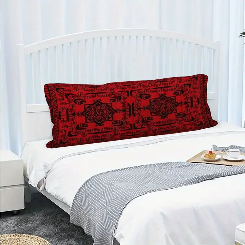 double sided printed pillowcase size 50 8x137 16cm made of short plush with red long featuring afghan silk pattern suitable for sofa bedroom or outdoor cushion no pillow insert needed dijiulu2623 Product details 4