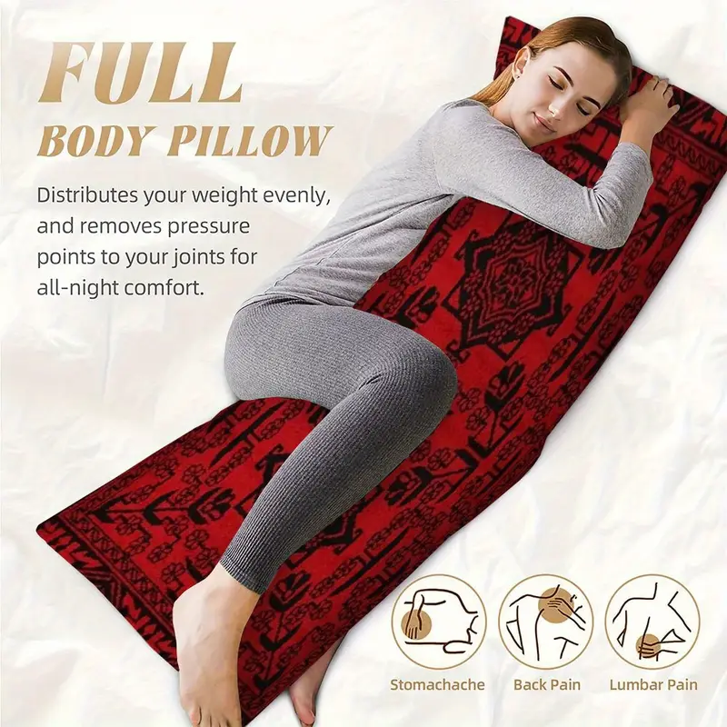 double sided printed pillowcase size 50 8x137 16cm made of short plush with red long featuring afghan silk pattern suitable for sofa bedroom or outdoor cushion no pillow insert needed dijiulu2623 Product details 0