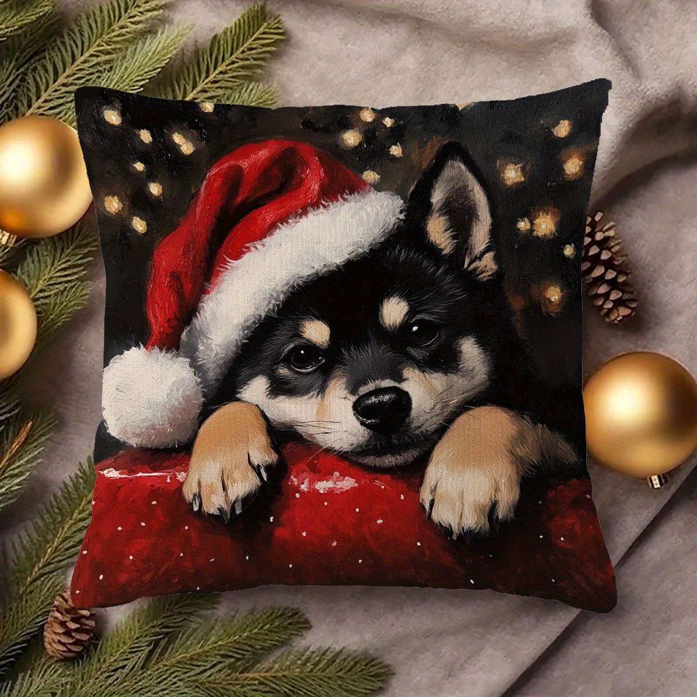 

Super Soft Short Plush 18x18 Inch Throw Pillow Cover, Black Inu Design, Double-sided Print, Zip Closure, Machine Washable - Ideal For Home And Room Decor (pillow Insert Not Included)