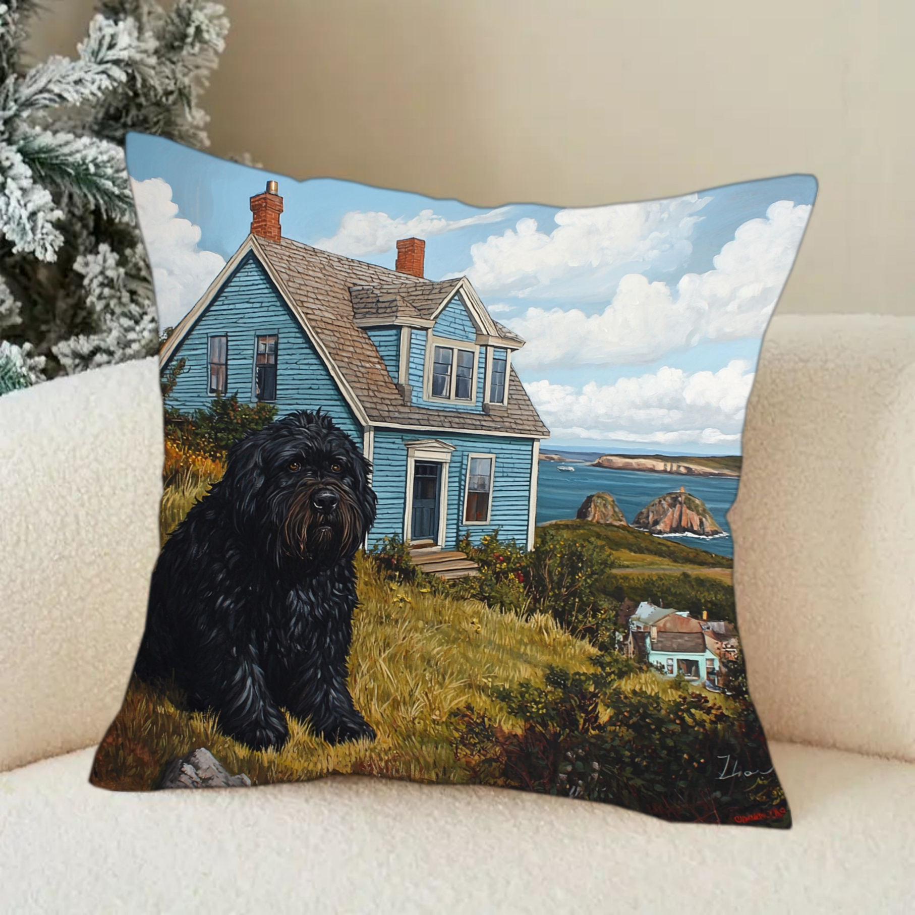 TEMU 1pc Modern Dog Pillowcase, 18x18 Inches, Machine Washable, Zippered Cushion Cover For Home, Sofa, Bedroom - Decorative Pillow Cover, Insert Not