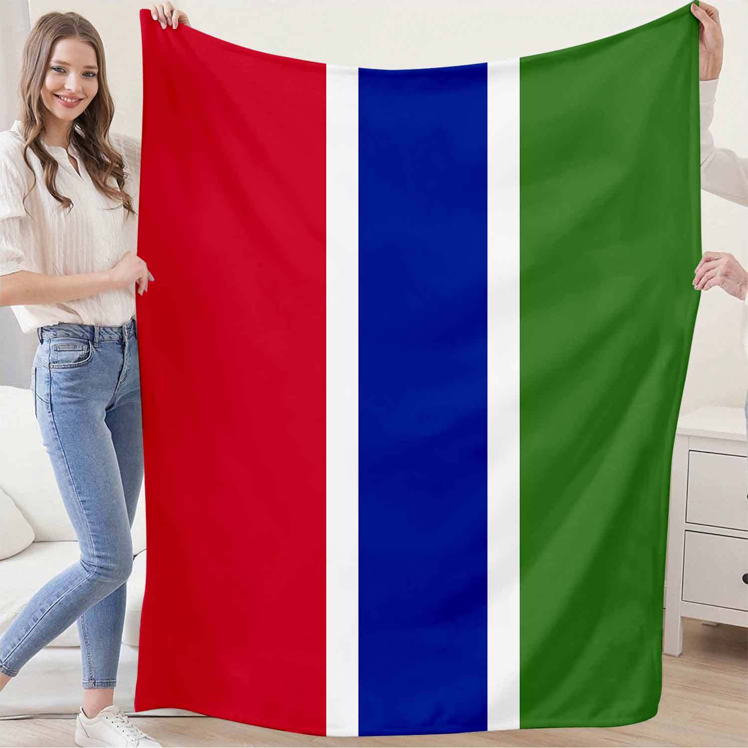 

1pc Gambia Flag Throw Blanket, Contemporary Style Flannel Fleece, Soft Warm Lightweight, Machine Washable, , Polyester, With For Sofa, Bed, Office, Patriotic Educational Gift