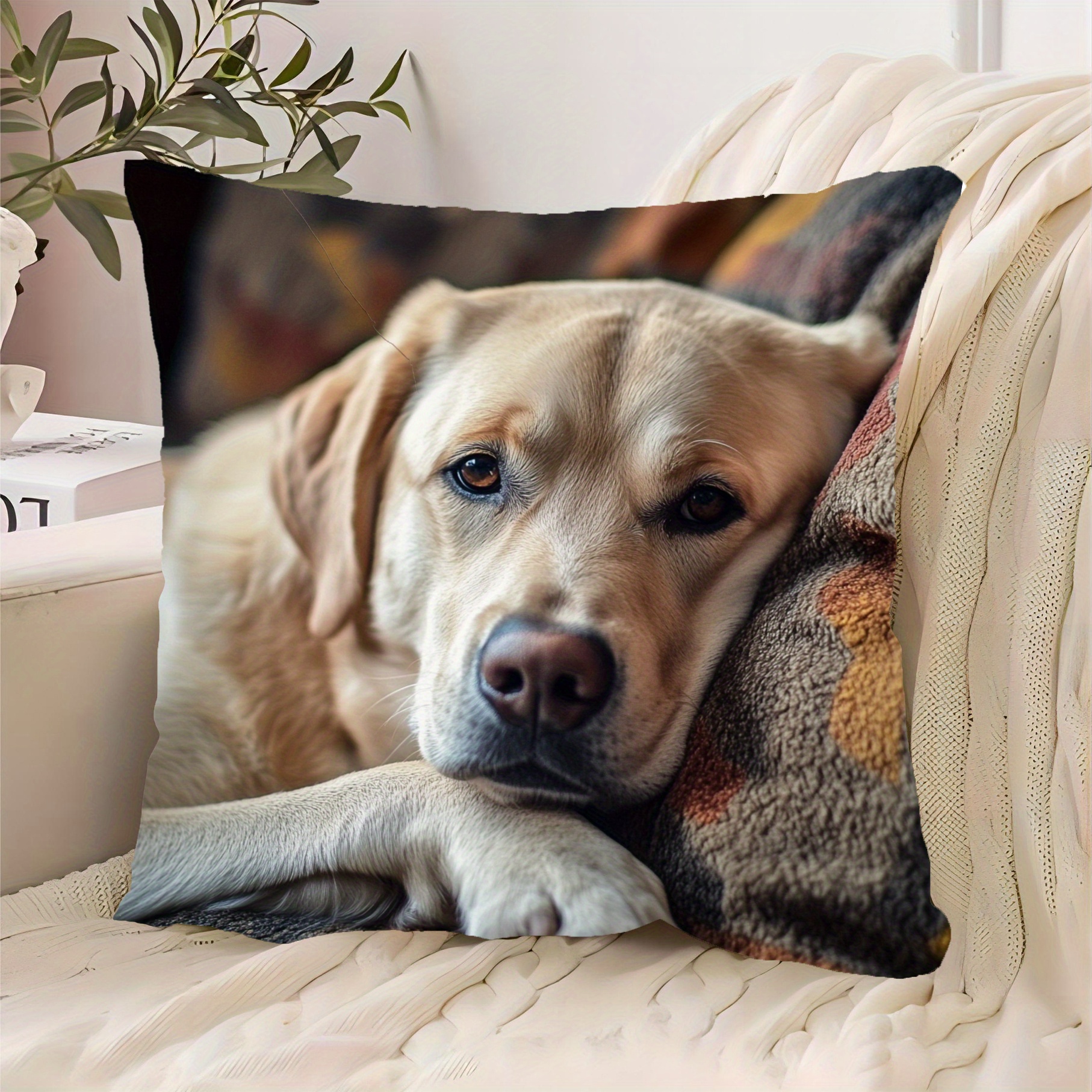 

Comfortable Retro Labrador Print Polyester Pillow Cover 18x18 - Sofa, Living Room, Bedroom & Office Decor, Zip Closure, Machine Washable