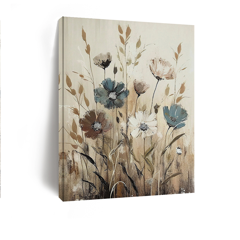 TEMU 2d Flat, 2d Flat, 2d Flat Framed Canvas Wall Art In A 2d Flat Design, Featuring Rustic . This Neutral- Floral Print Is Perfect For A Aesthetic