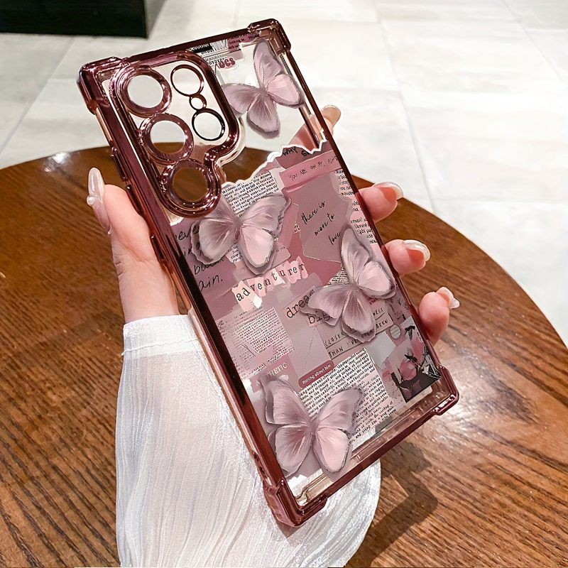 TEMU Pink Roses High-quality Protective Phone Case With Corner Protection, Small Christmas Gift, Compatible With Galaxy S25/s24/s23/s22/a55/a54/note
