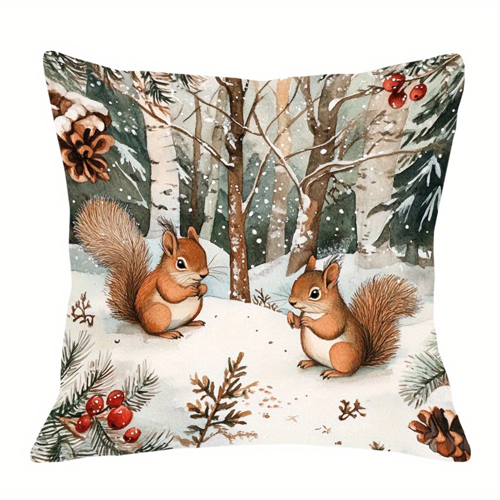 

Squirrels In The 18x18" - For Christmas & , Washable