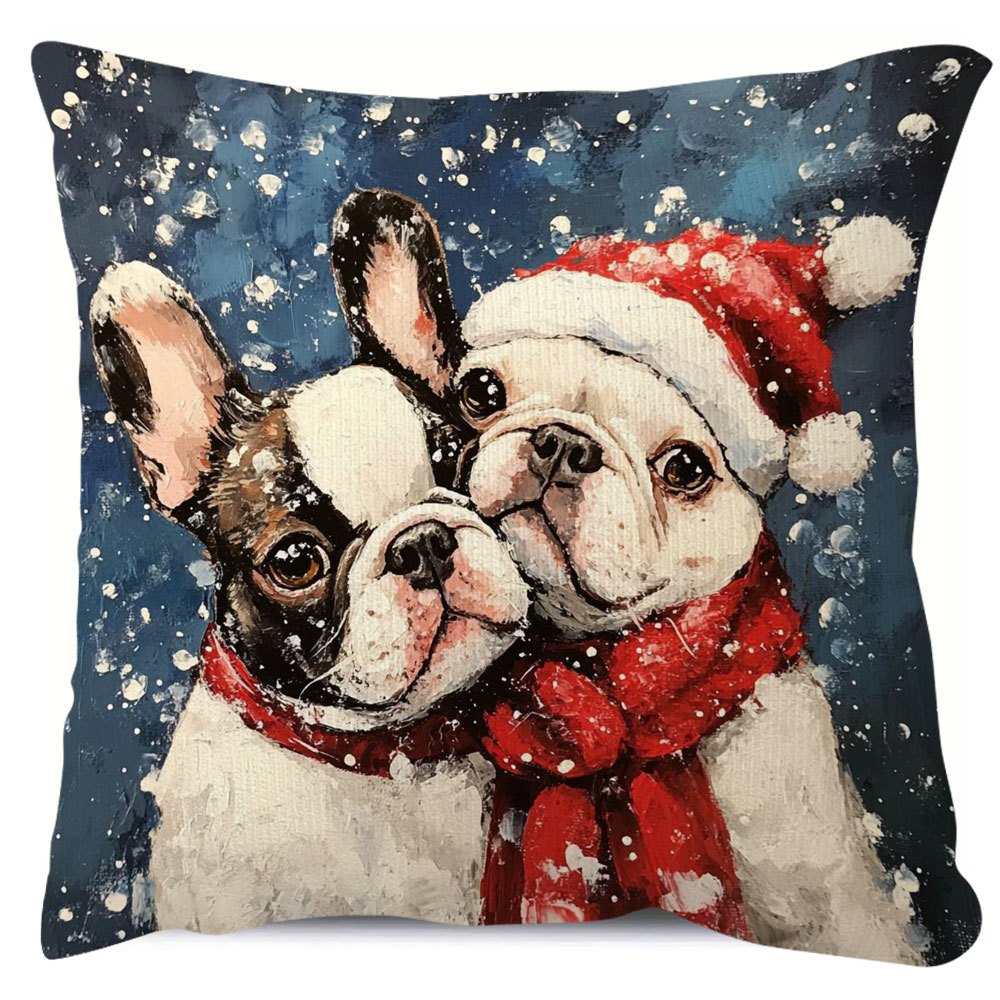 

1pc, Short Plush Pillowcase, Double-sided Printed 18x18inch, Love Is French Bulldog Christmas Winter Style, Living Room, Bedroom Home Decoration, No Pillow Ltisaiq2987