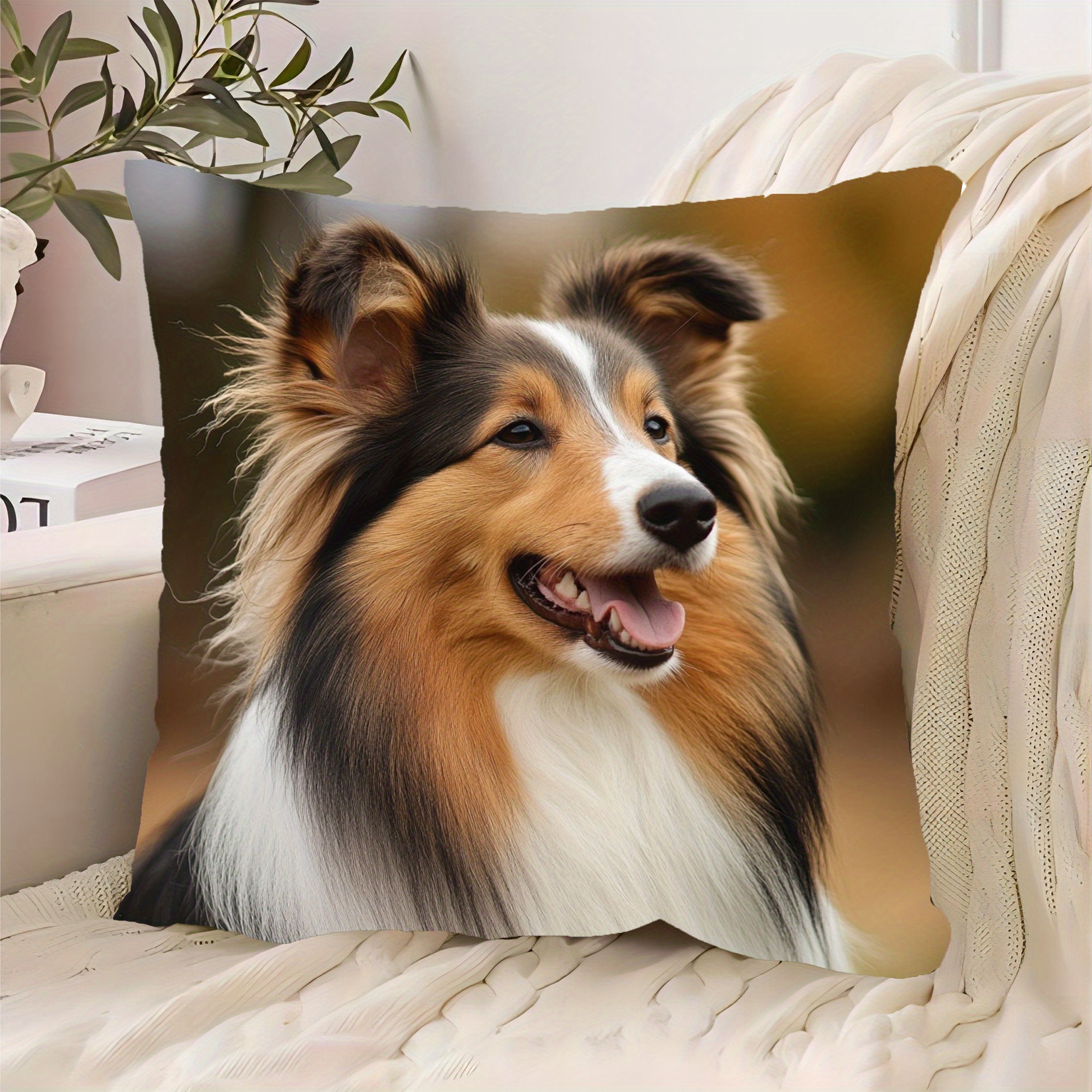 

1pc Printed Polyester Pillow Cover 18"x18" – In Black, – Sofa, Living Room, Bedroom, Or Office Decor (no Insert), Sofa Throw Pillow | Animal | Woven Texture, Dog Decor For Home