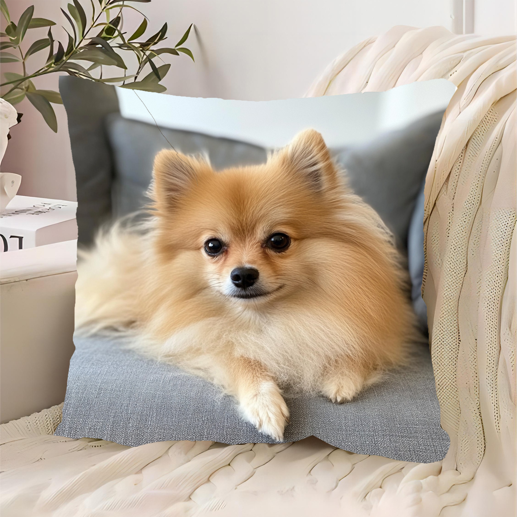 

1pc Pomeranian Printed Polyester , 18x18 , , , Zip , For Sofa, , , Decor - Hypdi3074