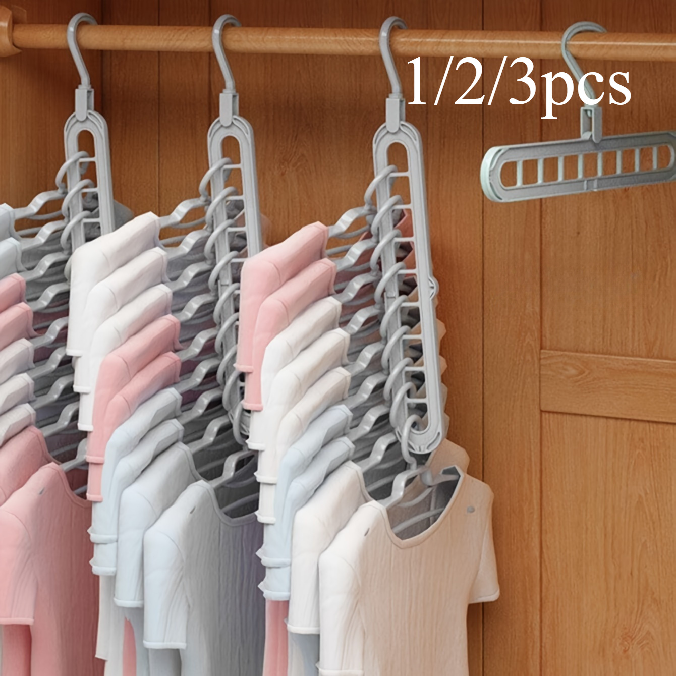 

1/2/3pcs Heavy Duty Foldable Plastic Hanger Set - 9- Saver For Closet, , - Premium Organizer, & Storage Solution