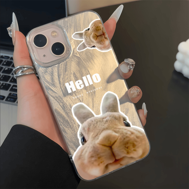 TEMU Phone Case: Big-headed Rabbit 16 Pro Max/15/14 Plus/13/12/11 Case, Shiny Luxury For Women & Girls, Built-in Shockproof Protection, Ultra- Full-